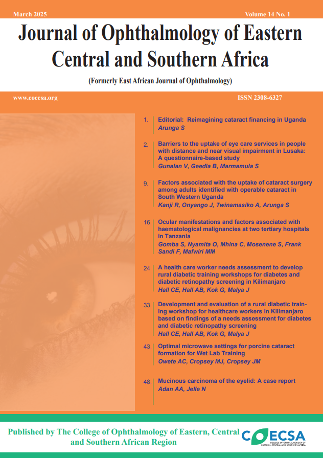 Cover page of Volume 14, No.1, March 2025 Issue of JOECSA showing table of contents.